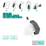 User-friendly GripMad selfie grip on a white phone.