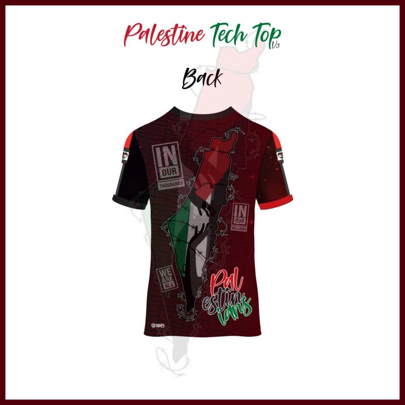 Inspiring Tech Top with Palestine-Inspired Graphics and Slogans