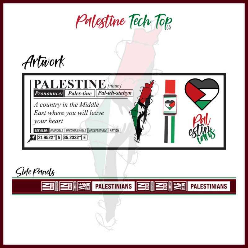 Cultural Tech Top Design with Palestine Theme and Heart-Shaped Flag