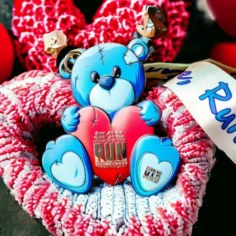 Beary Cute Challenge - Valentine Challenge Blue Teddy Bear on Knitted Red Heart