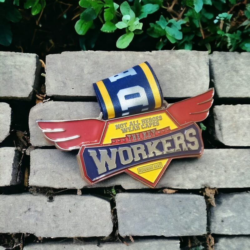 Running Mad Medal for Key Workers on Brick Surface