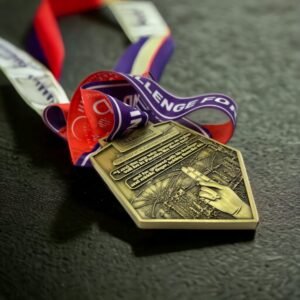 Inspirational running medal for orphans with a message from the Prophet