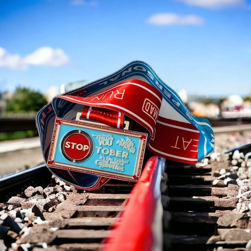 Stoptober Health Medal on Railroad Tracks