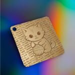 Single Cat Design Engraved Square Keyring