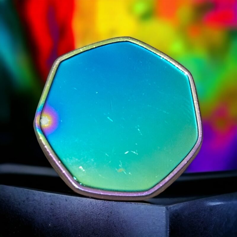 Rainbow-Tinted Hex Coin with Custom Engraving