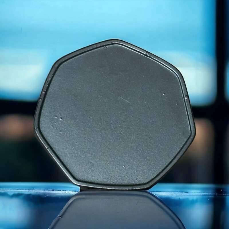 Sleek Black Hex Coin with Space for Engraving