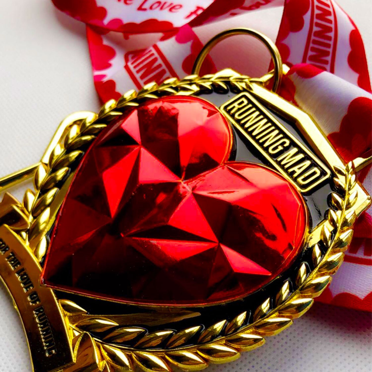 For the Love of Running heart medal and key – detail 3
