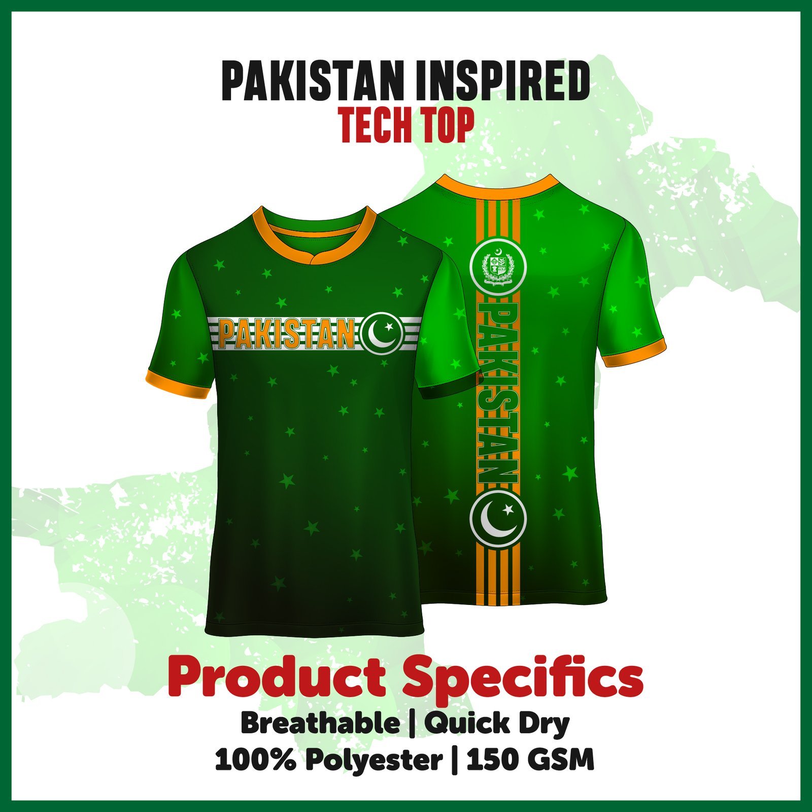 Pakistan-Inspired Athletic Tech Top for Runners. - Image 3
