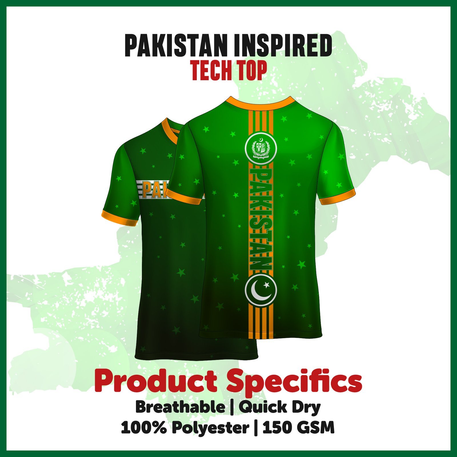 Pakistan-Inspired Athletic Tech Top for Runners. - Image 4