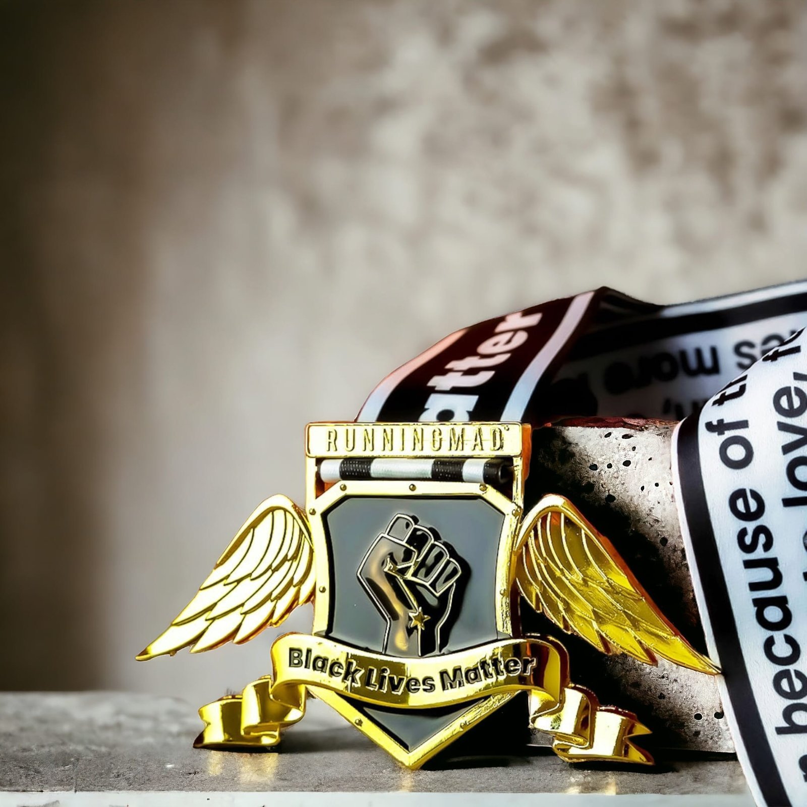 Black Lives Matter united for equality challenge medal – detail 3