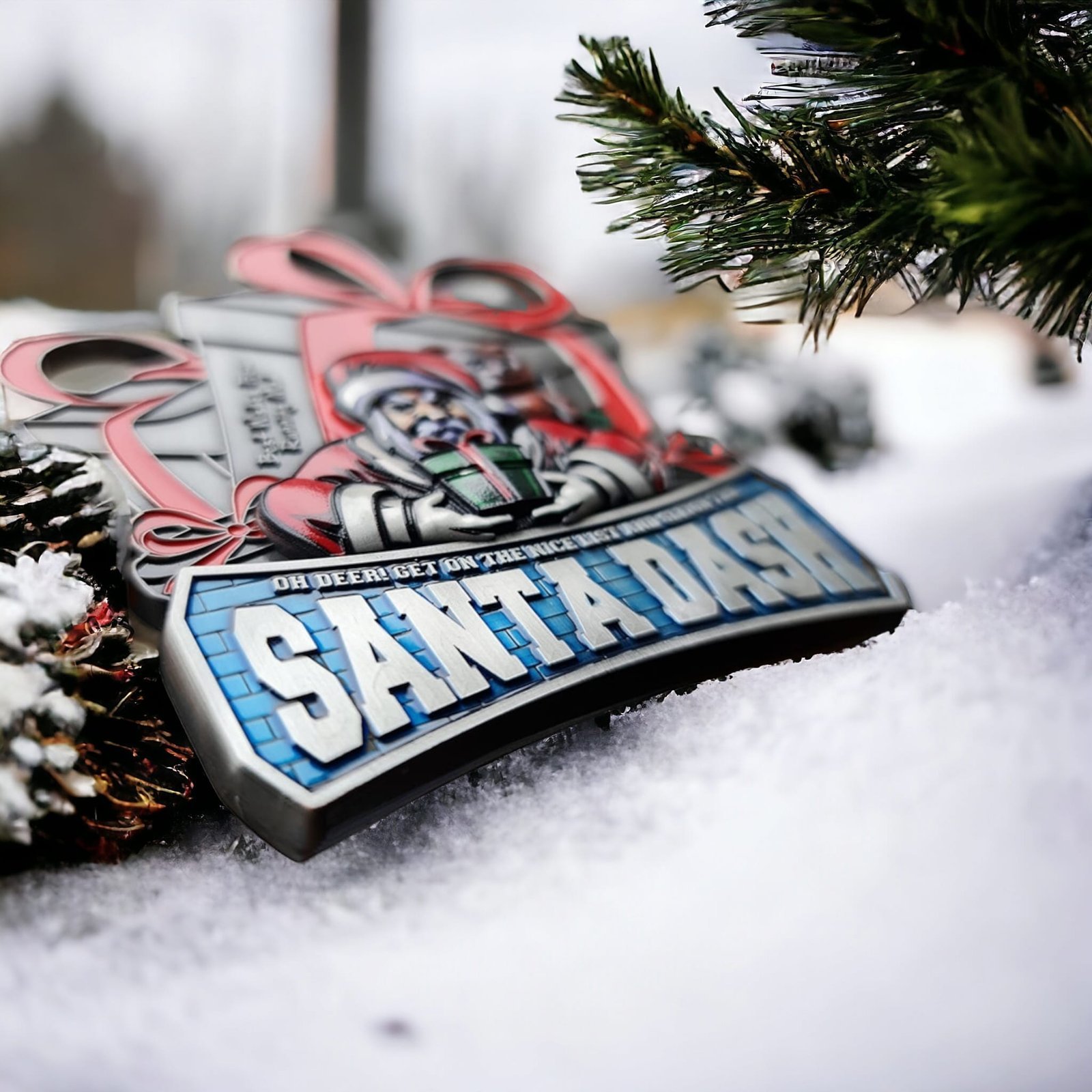 Sleigh Your Run Santa Dash Christmas medal – detail 2