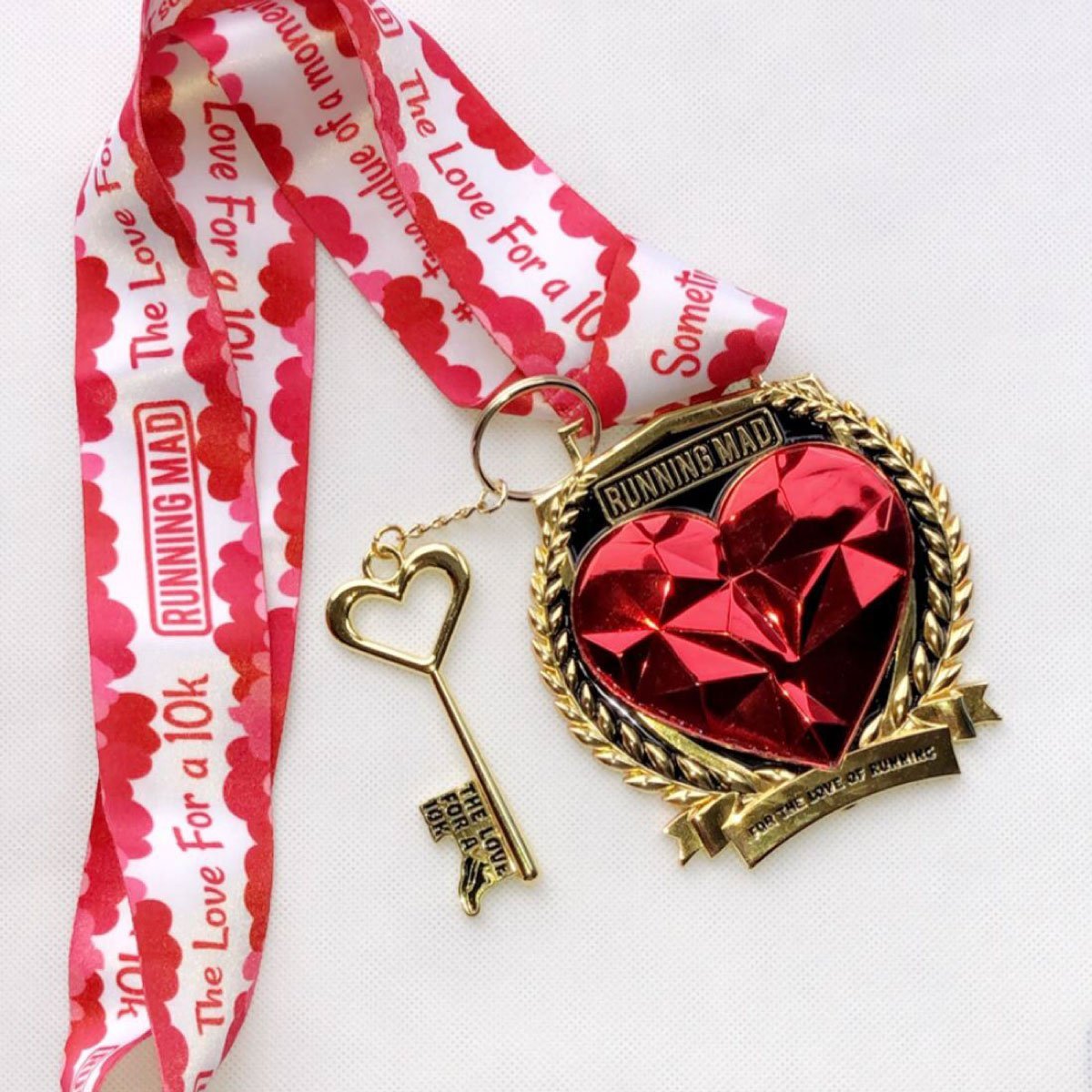 For the Love of Running heart medal and key – detail 2