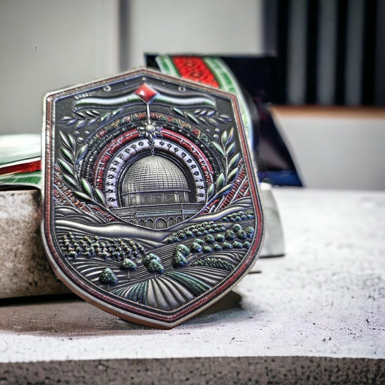 Palestinian commemorative cultural landmark collectible medal – detail 3