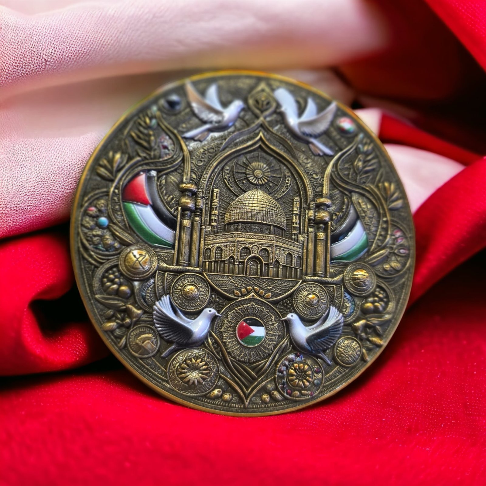 Palestine Dove Peace antique challenge medal – detail 1