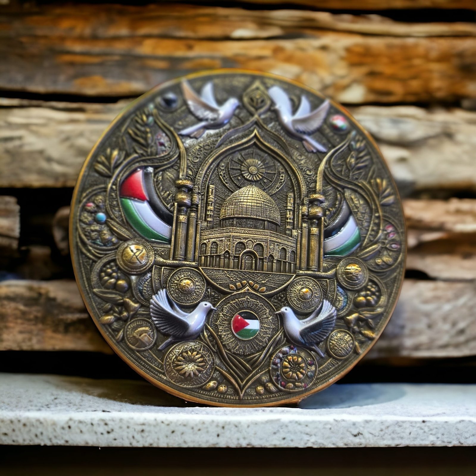 Palestine Dove Peace antique challenge medal – detail 2