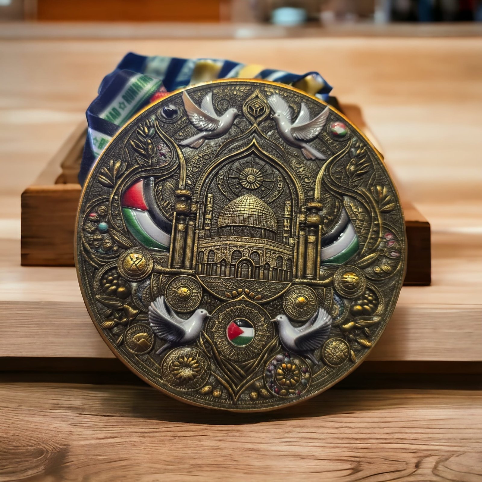 Palestine Dove Peace antique challenge medal – detail 3