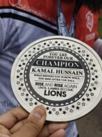 Custom Engraved Metal Mirror Shield – Personalized Award Trophy with Ribbon, Cosplay Champion Gift