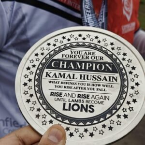 Custom Engraved Metal Mirror Shield – Personalized Award Trophy with Ribbon, Cosplay Champion Gift
