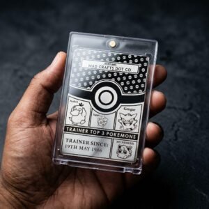 Custom Metal Trading Card – Engraved TCG Style Gamer Gift, Personalised Collectible Keepsake for Him