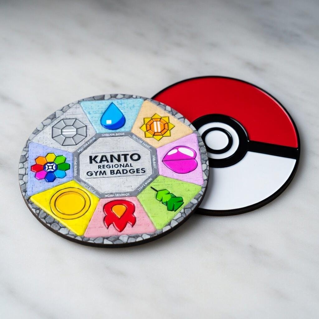 Gym Badge Medallion Collector Coin – 8 Badge Display, Engravable Gamer Keepsake, Retro Gaming Gift - Image 2
